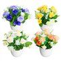 4 Pièces Petites Plantes Artificielles Fleurs Roses Mini Pot Plante Artificielle Fleurs avec Bassine Fausse Fleur Plantes en Pla