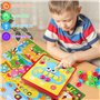 TNEDFOD Jouets en Mosaïque, Jeu Mosaique Enfant, Jouets éducatifs Montessori 12 Cartes et 46 Boutons Puzzle d'apprentissage Préc