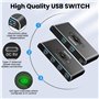 Switch USB 3.0, Commutateur USB KVM Switch 4 Ports Pour 2 PCs, 2 Ordinateurs Partageant 4 Périphériques, Haute Vitesse 5 Gbps, C