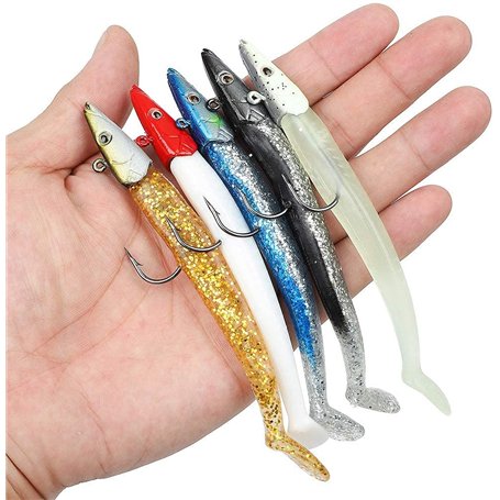 ANCLLO Appâts de pêche Souples avec hameçon à tête de Plomb