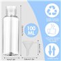 100ml Bouteilles Transparent Voyage en Plastique vides avec 3 Petits entonnoirs