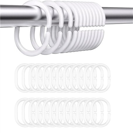 Lot de 24 Anneau Rideau de Douche en Plastique