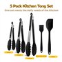 Lot de 5 pinces de cuisine en silicone résistantes à la chaleur - Avec pince métallique verrouillable - Pointes en silicone sans
