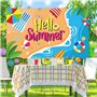 Banniere Hawaii Banderole Hello Summer 110 x 180 cm Toile de Fond d'été Decoration Ete Plage pour Summer Party, Piscine Fete, Th