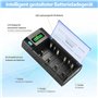 ENEGON Chargeur de Piles Universel – Chargeur Intelligent pour Piles Rechargeables AA/AAA/C/D/9V NiMH/NiCD – avec Écran LCD, Cha