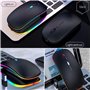 Vinmooog Souris sans Fil Rechargeable Souris Bluetooth Ergonomique,Souris Gamer Ordinateur 3DPI silencieuse rétroéclairée de 7Co