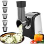Meykey Râpe électrique pour légumes et fruits 150 W avec 5 accessoires et grand tube d'alimentation pour vos légumes et fruits