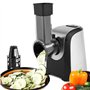 Meykey Râpe électrique pour légumes et fruits 150 W avec 5 accessoires et grand tube d'alimentation pour vos légumes et fruits, 