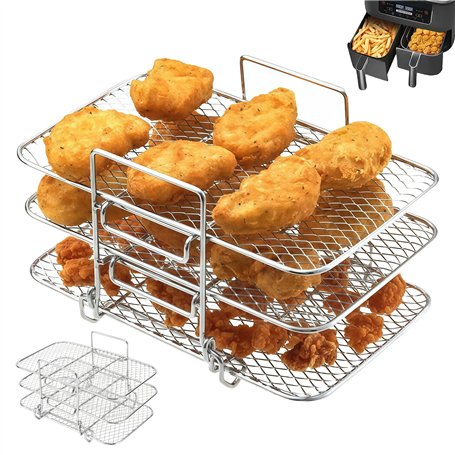 LEKEFETO Airfryer Accessoires pour friteuse à air chaud à 3 étages pour Ninja Foodi Dual Zone AF300EU/ AF400EU