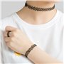 luoshaPUCY Choker Chaîne Ensemble, 12 pièces collier élastique tour cou extensible Collier Bracelet Anneau pour femme - Noir