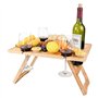 ruixin Table de pique-nique d'extérieur pliable 2 en 1 - Plateau en bambou avec 4 supports pour verres à vin et 1 support pour b
