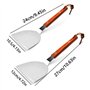 Spatule BBQ 2 pièces Spatule à Gril Spatule Barbecue Plancha Barbecue Plate Spatule en Acier Inoxydable avec Manche en Bois Spat
