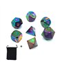 DollaTek 7PCS Metal Dice Set DND Game Polyhedral Solid Metal D&D Dice Set avec Sac de Rangement et Alliage de Zinc avec émail po