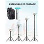 CIRYCASE Trépied Smartphone, 142cm Extensible Perche a Selfie Monopods Trepied Aluminium avec Télécommande Bluetooth & Support d