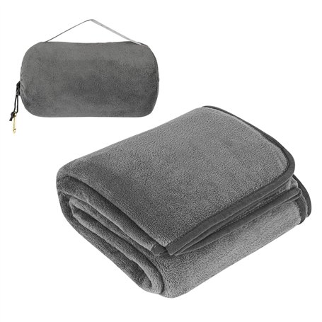 WEGREAT Couverture de voyage ultra légère et chaude - 127 x 152 cm - Coussin 2 en 1 - Couverture d'avion ultra légère - Pliable