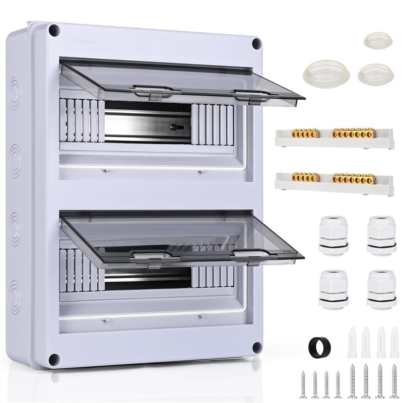 Coffret Électrique Étanche 12 Modules IP65 – Boîte à Fusibles Avec Porte Transparente, Bornes Laiton, Montage Saillie