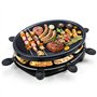 Appareil Raclette 8 Personnes Plancha Electrique Grill Thermostat Réglable avec 2 Spatules et 8 Poêlons Machine a Raclette Plaqu