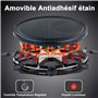 Appareil Raclette 8 Personnes Plancha Electrique Grill Thermostat Réglable avec 2 Spatules et 8 Poêlons Machine a Raclette Plaqu