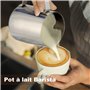 Pichet Mousseur à Lait pour Machine à Café,Pichet à Lait en Acier Inox 304 de 350 ml/12 oz,Accessoires de Barista en Métal pour 