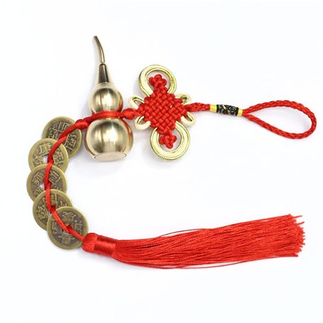YANGWEN 2 Pièces WU Lou Gourd Feng Shui pièces Chinoises de la Chance pièces de Feng Shui Nœud Chinois et Monnaie Porte-Bonheur