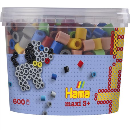 Hama - 8573 - Loisirs Créatifs - Pot 600 Perles à Repasser - Taille Maxi - Mix 7 Couleurs