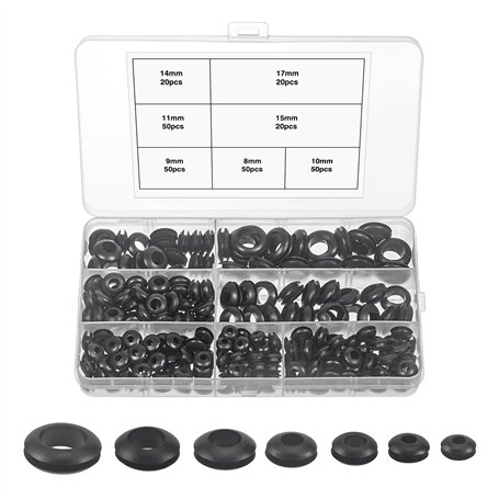 MumdoYAL 260 pièces rondelle caoutchouc，passe fil caoutchouc，joint caoutchouc，passe cable，7 Tailles