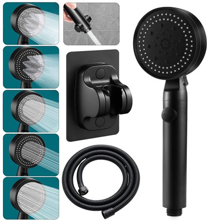 Pommeau de Douche Douchette Anti Calcaire Pomme de Douche à Haute Pression avec 5 Modes Paume de Douche Salle de Bain Economie d