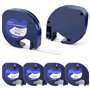 6 x Ruban Compatible pour Recharge Dymo Etiqueteuse pour Recharge Dymo Letratag Ruban 12mm x 4 m Etiquetteuse Autocollante pour
