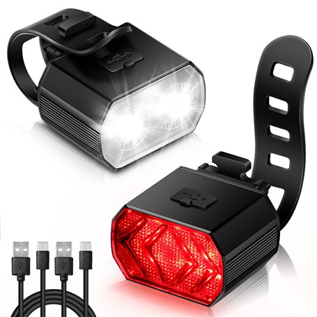 Vinabo Kit Lumières pour Vélo - Phare et Feu Arrière