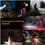 Vinabo Kit Lumières pour Vélo - Phare et Feu Arrière, Longue Autonomie, Recharge USB, Etanche IPX6, 6 Modes D'éclairage, Léger e