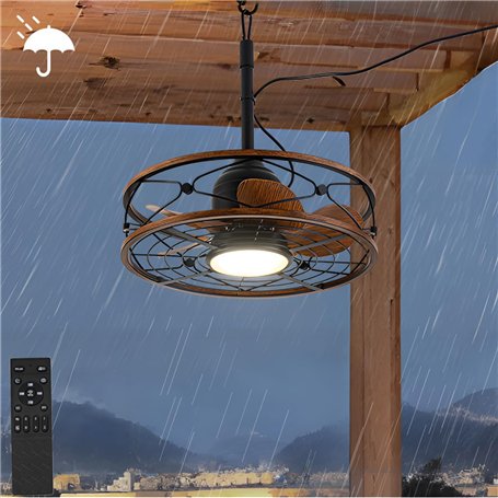 Ventilateur de Plafond IP65 Extérieure Étanche Ventilateur de Plafond avec Lumières et Télécommande Ventilateur Plafonnier de Ca