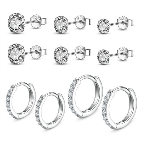 Yorgewd 5 Paires Boucles en Argent Sterling 925 Ensemble pour Femme 8.5mm/10.5mm