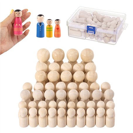 MumdoYAL 50 Pièces 4 tailles，Figurines en bois à peindre