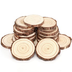 LUZIYUN 18 Pcs Rondin De Bois Naturel 8-10cm Sans Trou, Tranches De Bois Brut 10mm, Disques Ronds Pour Bricolage, Décoration Mar LUZIYUN 18 Pcs Rondin De Bois Naturel 8-10cm Sans Trou