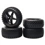 Pxyelec Jantes et pneus avant et arrière 1/10 Off Road RC Buggy x4 Noir 5 rayons pour HSP