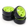Pxyelec Lot de 4 jantes vertes de 12 mm et pneus lisses pour voiture RC 1/10