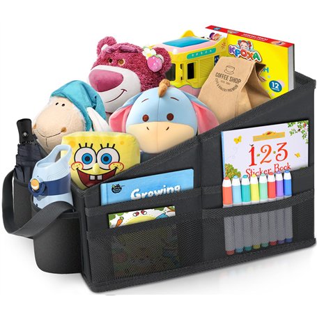 WOCVRYY Organisateur de Voiture Détachable et Piable Boîte de Rangement avec Séparation et Compartiments Ajustables Poches en fi