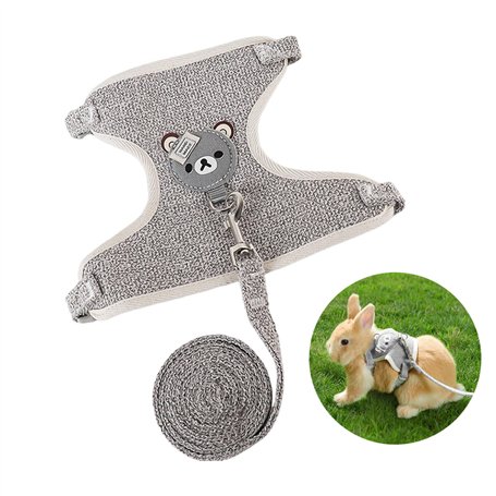 Harnais avec laisse pour lapin et petits animaux - Accessoire réglable et respirant (gris)