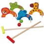 jacootoys Jeu de Croquet Animaux en Bois Jouets de Golf avec 2 Balles de Jeu éducatif Cadeau pour Enfants Filles Garçons