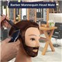 DaizySight Tete a Coiffer Professionnel Homme Barbe avec 100% Cheveux Naturels Humains, Tete Maleable Coiffure, Tête D’exercice 