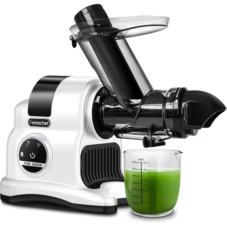 AMZCHEF Extracteur de jus à goulotte large de 80 mm - 150W extracteur de jus de fruits et légumes haute nutrition à mastication