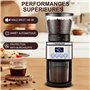 AMZCHEF Moulin à Café Electrique 160 W | 30 Réglages de mouture grossière à fine | 1-12 Tasses ou jusqu'à 40 secondes | Capacité