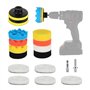 Kit de Polissage Voiture 80mm (17 Pièces) - Pad et Disque avec Adaptateur M10 pour Perceuse - Tampons de Polissage et Cire de La