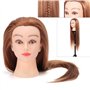 Tête à Coiffer, Tête de Mannequin avec de Vrais Cheveux Coiffeur Tête d'entraînement Tête Formation Coiffure avec Support pour L