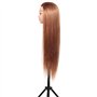 Tête à Coiffer, Tête de Mannequin avec de Vrais Cheveux Coiffeur Tête d'entraînement Tête Formation Coiffure avec Support pour L