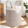 ZLPBAO Corbeille à Linge Panier à Linge en Coton Tissé Panier de Rangement 40L Boho Corbeille a Linge de Qualité Supérieure avec