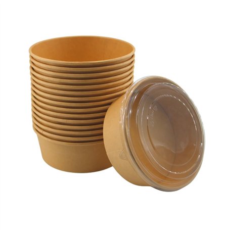 Jicyor 20 Pièces 1000ml Bols Jetables Ronds Compostables - Gobelets à Glace Non Imprimés pour Salades
