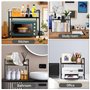 2 Niveaux Support de Four à Micro-Ondes Extensible, Support de Four à Micro-Ondes avec 6 Crochets, Etagere Rangement Cuisine Fou