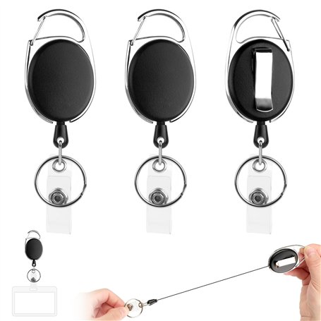 3 Pièces Porte Clef Retractable Mousqueton