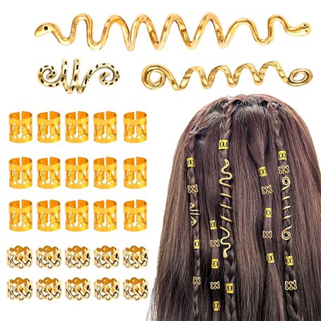 MXTIMWAN 28 Pièces Bijoux de Cheveux Viking Perles en Spirale